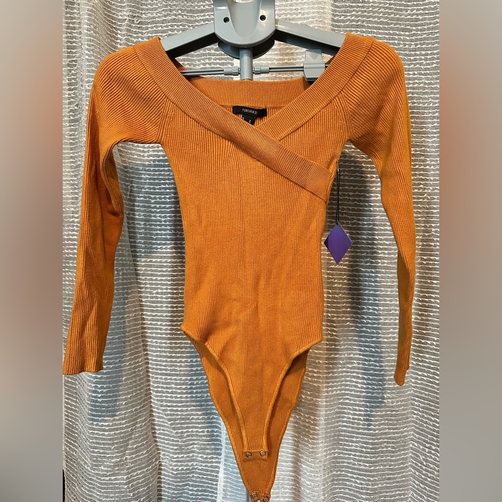 Forever 21 Rust Ribbed Bodysuit